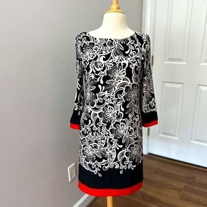 Eliza J Black and White Floral Shift Dress Sz 8